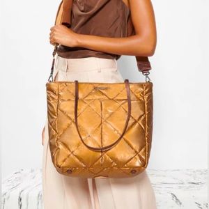 MZ Wallace Quilted Bowery Quatro Tote in Tiger Eye Pearl Bedford, NWT